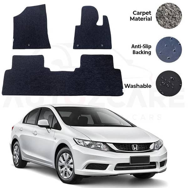 Genuine Honda Civic Carpet Floor Mats - 3 Piece Set for Model Years 2013 to 2016