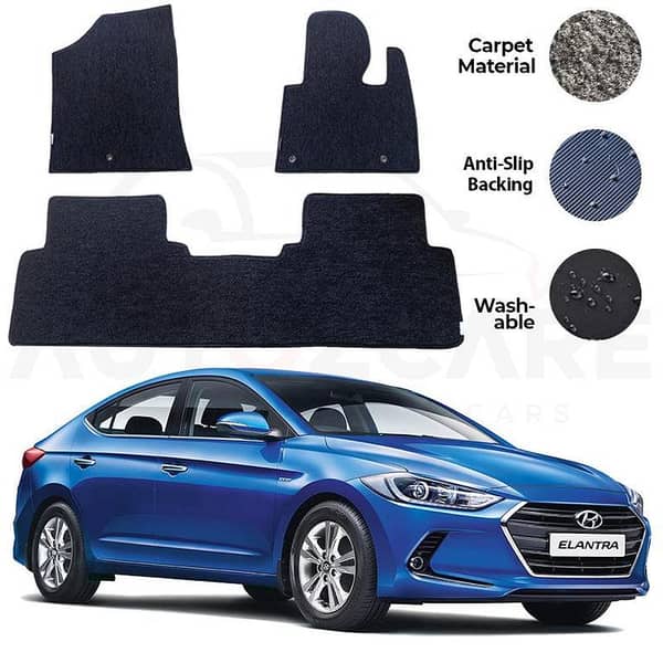 Hyundai Elantra 3-Piece Genuine Carpet Floor Mats for 2017-2023 Models