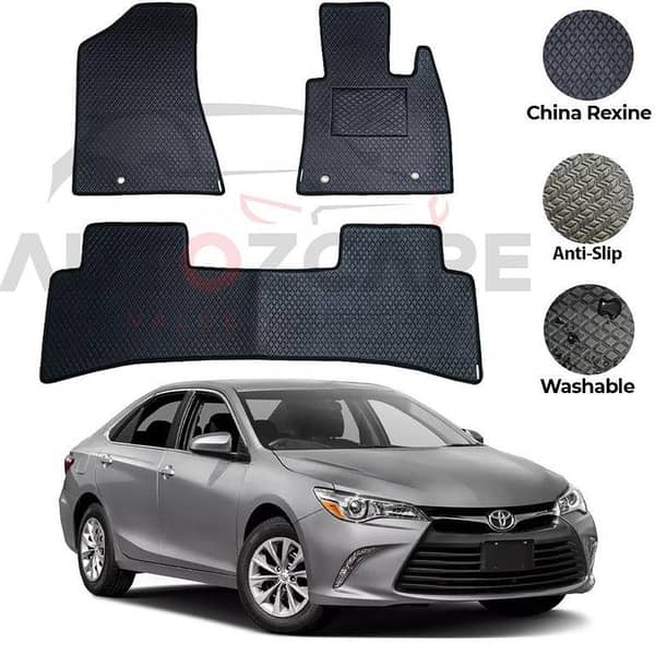 Toyota Camry Floor Mats Set - 3 Pieces in Rexine for Model Years 2012 to 2017