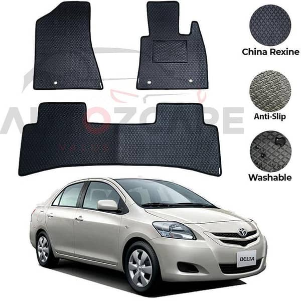 Toyota Belta Rexine Floor Mats Set of 3 for Models 2005-2012