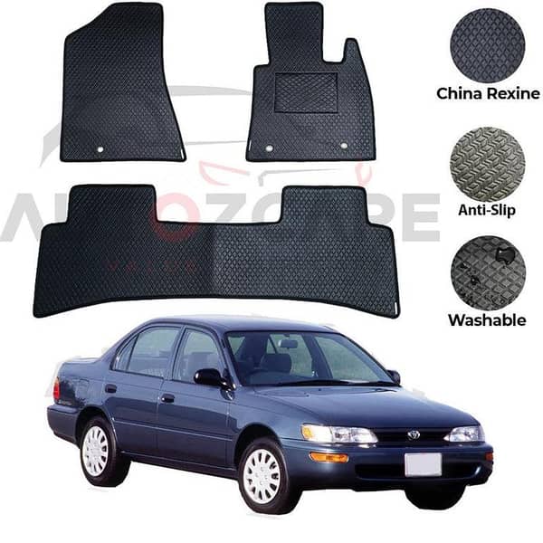 Toyota Corolla Rexine Floor Mat Set (3 Pieces) for Models 1987-1994