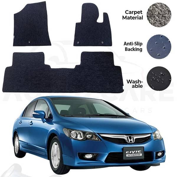 Genuine Honda Civic Reborn Carpet Floor Mats - Set of 3 for Models 2006-2012