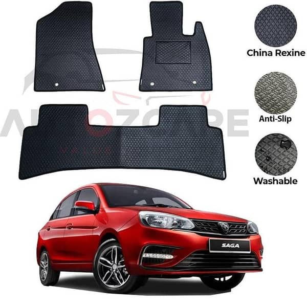 Proton Saga 2021-2025 China Rexine Floor Mats Set of 3