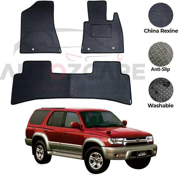 3-Piece Rexine Floor Mat Set for Toyota Hilux Surf (1990-2002)