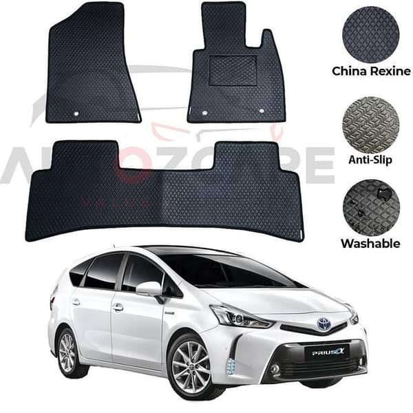 Toyota Prius Alpha 3-Piece Rexine Floor Mats for 2011-2021 Models