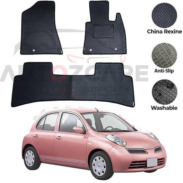 Nissan March Rexine Floor Mats Set (3 Pieces) for Models 2003-2010