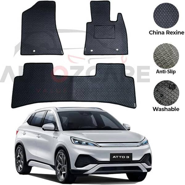 BYD ATTO 3 Rexine Car Floor Mats Set (3 Pieces) - Model Years 2024-2025