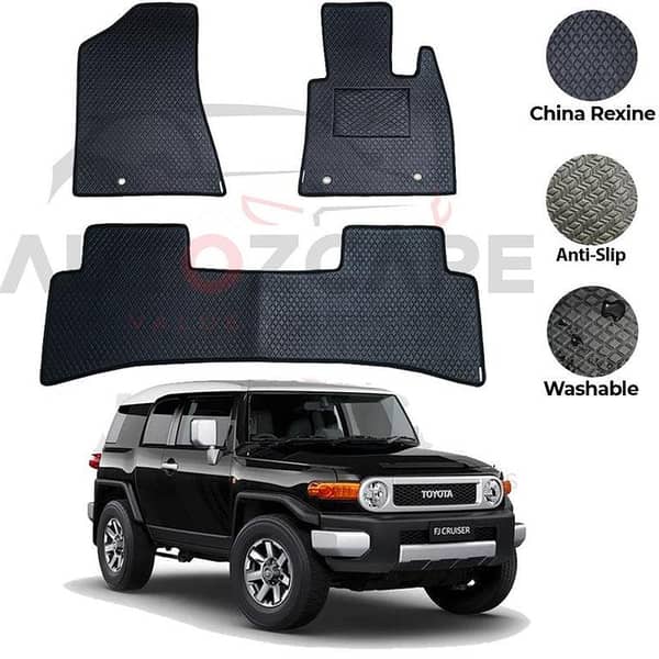 Toyota FJ Cruiser Floor Mats Set - Rexine, 3 Pieces, Compatible with 2006-2018 Models