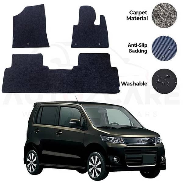 Genuine Suzuki Wagon R Stingray Carpet Floor Mats Set - 3 Pieces for Model Years 2012 to 2018