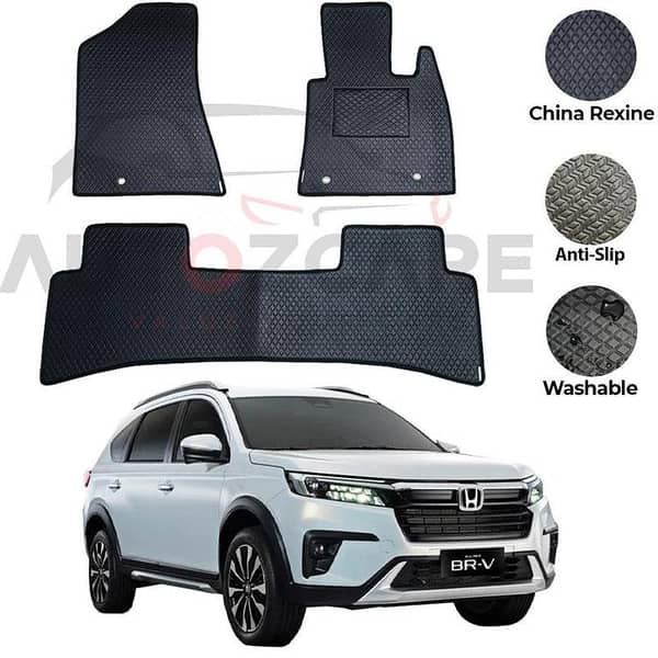 Honda BR-V 2020-2025 Rexine Floor Mats Set of 4 - Durable and Waterproof