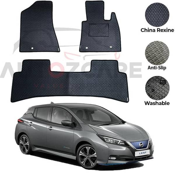 Nissan Leaf Rexine Floor Mats Set of 5 - Compatible with 2017 to 2025 Models