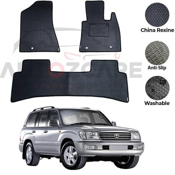 Toyota Land Cruiser Floor Mats Set (3 Pieces) - Rexine Material for Models 1998-2007