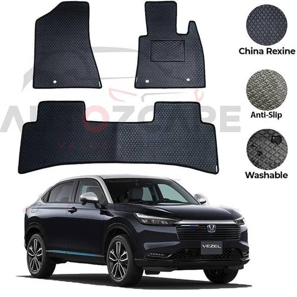 Honda Vezel 2021-2025 Rexine Floor Mat Set (3 Pieces) for Enhanced Protection and Style