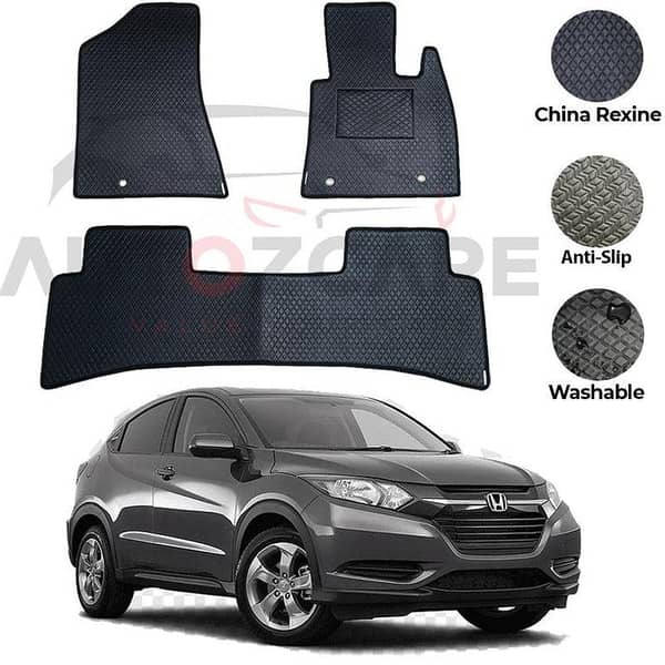 Honda HR-V Rexine Floor Mats Set (3 Pieces) for Model Years 2016-2018