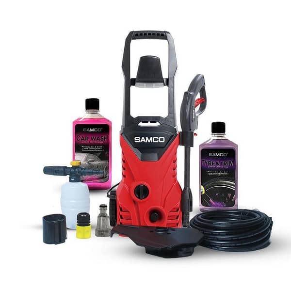 Samco 1400W High Pressure Washer (110 Bar) with Foaming Cannon, Foaming Shampoo, and Tyre & Trim Gel