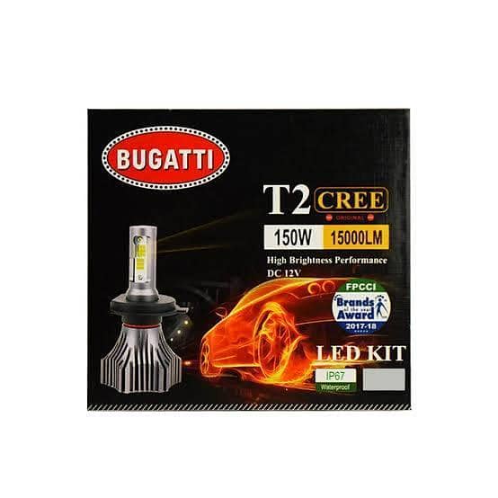 Bugatti T2 Cree Plus H4 Car LED Headlight Bulb - 15000 Lumens, 6000K Color Temperature, 150W Power