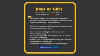 ONLINE JOB, WORK FROM HOME, VIDEO EDITING, InternShip