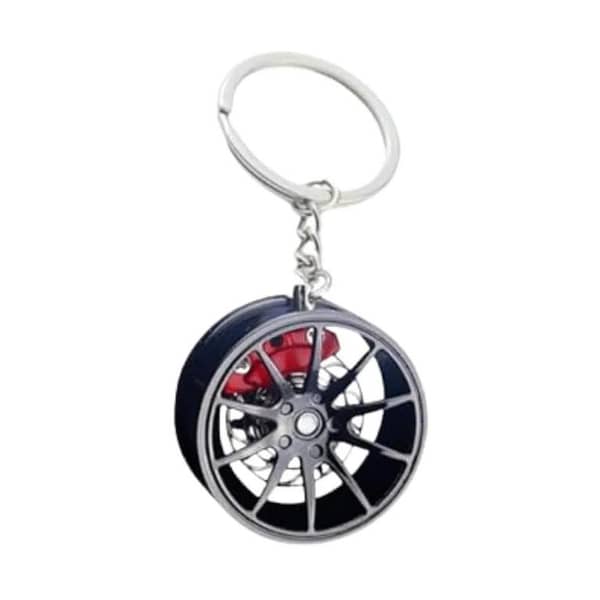Zingfix Zinc Alloy Keychain with Rotating Wheel Hub and Brake Caliper Design