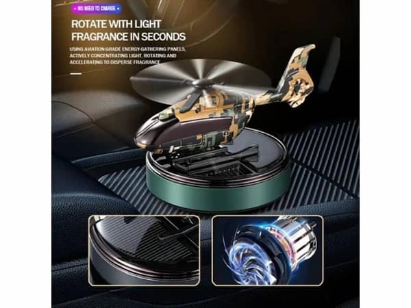 Comando Green Solar-Powered Car Helicopter with Scented Fragrance