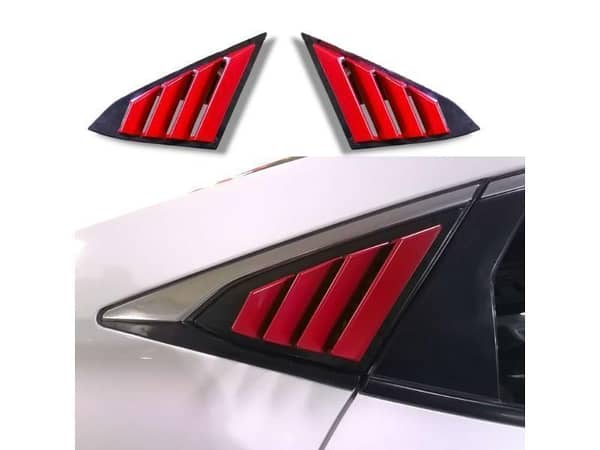 Matte Red 4-Spoke Quarter Panel Rear Side Window Louver for 2016-2020 Honda Civic