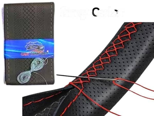 Car Synthetic Steering Wheel Cover - Breathable, Hand-Stitched with Dots - Gray Color from China