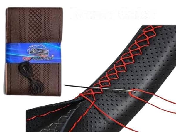 Brown Synthetic Steering Wheel Cover by Fine Quality - Breathable and Hand-Stitched from China