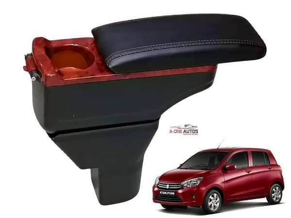 Center Arm Rest Console with Cup Holder and Wooden Panel for Suzuki Cultus