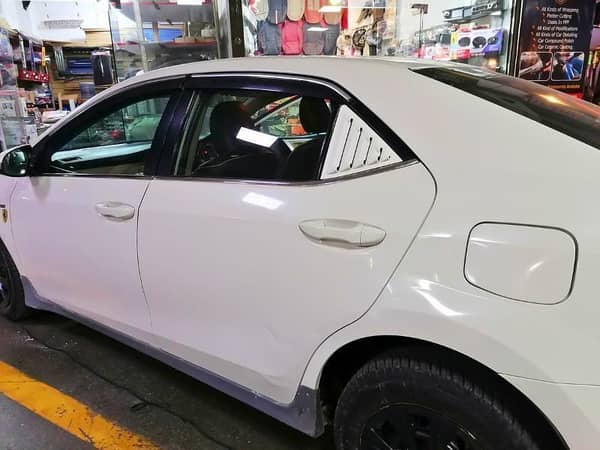 Toyota Corolla White Quarter Glass Louvers - 1 Pair with Tape Fitting, Made from Durable ABS Material