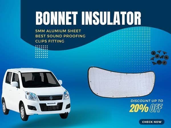 Bonnet Insulator for Suzuki Wagon R 2014-2024 5mm Aluminum Sound Damping Sheet with Clips Fitting