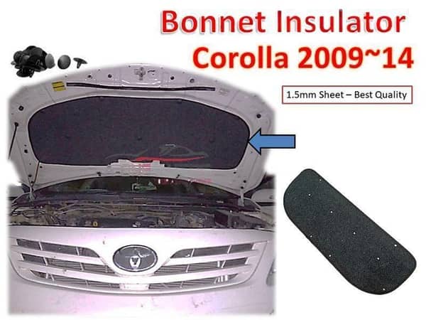 Toyota Corolla 2012-14 Bonnet Insulator for Effective Heat and Sound Insulation with Clips