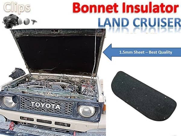 Toyota Landcruiser 70 Series Bonnet Insulator for Sound and Heat Protection with Installation Clips