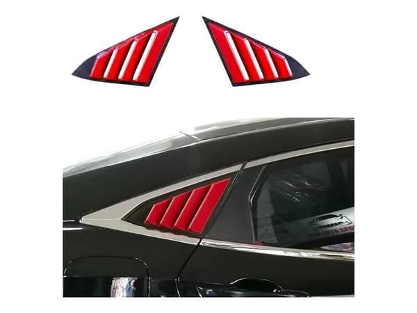 Matte Mahroon Quarter Glass Louvers for Honda Civic 2016-2020