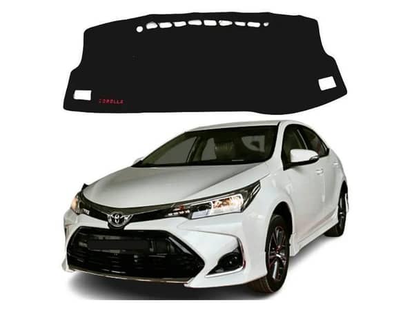 Dashboard Mat Cover for Toyota Corolla X - Soft Velvet Material in Valvet Black, Imported from China