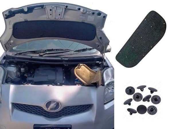 Toyota Vitz 2005-2010 Bonnet Insulator for Heat and Soundproofing with Installation Clips