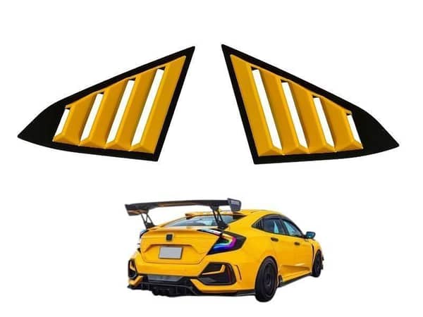 Honda Civic 2016-2020 Quarter Window Glass Louvers in Matte Yellow