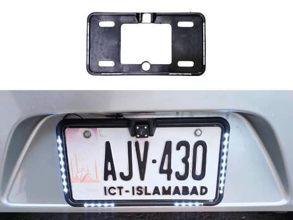 Black Car LED License Plate Frame with Camera Integration Option - 1 Piece