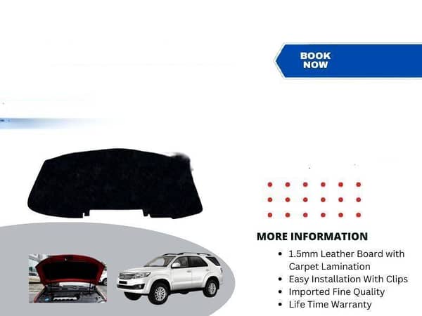 Bonnet Insulator and Hood Liner for 2015 Toyota Fortuner with Clips for Easy Installation
