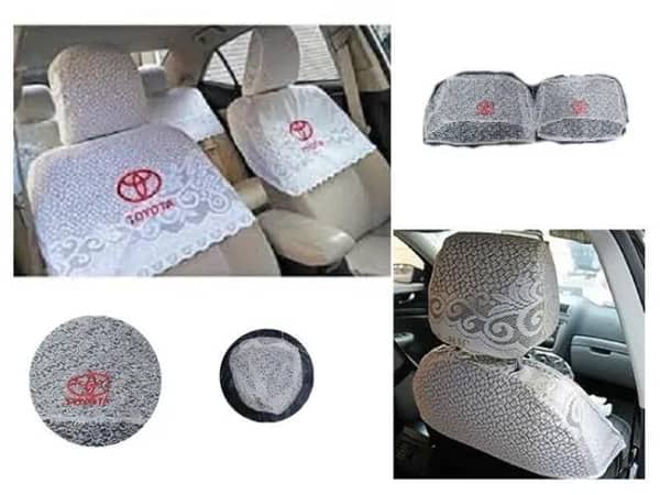 Toyota White Net Half Seat Covers with Embroidery - Universal Fit, 7-Piece Set
