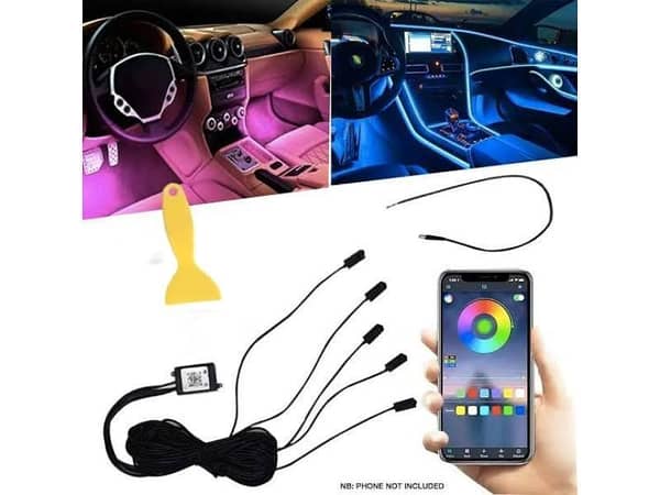 App-Controlled Multi-Color Car Ambience Light Set with 5 Connectors