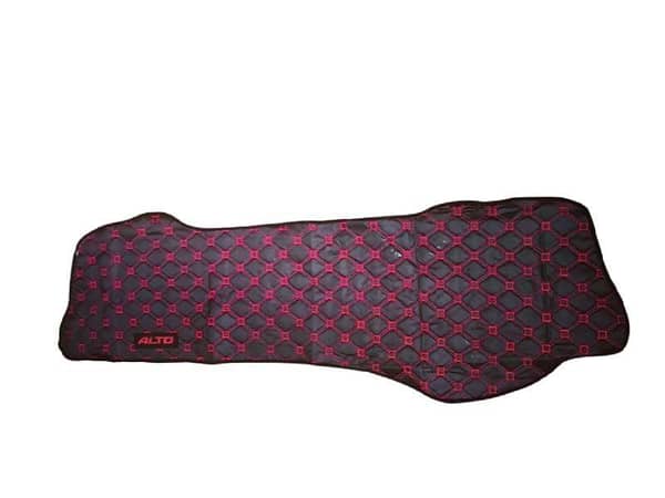7D Dashboard Mat for Suzuki Alto - Imported Leather with Red Cross Stitching - 1 Black Piece