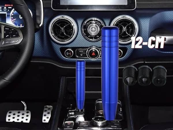 Universal 12cm Aluminum Gear Shift Knob in Blue with Burnt Red Style
