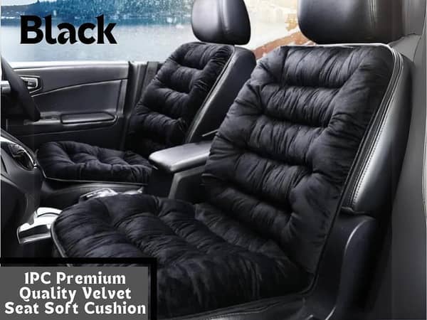 1Pc Car Seat Cover (Black) Velvet Car Safety Cushion Pure Cotton Luxury Universal Thick Universal