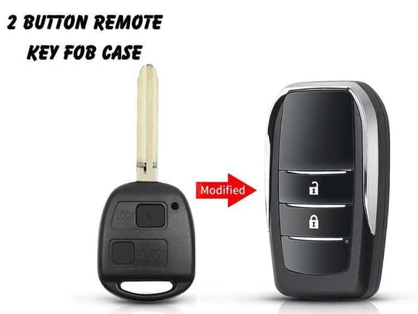 Toyota Flip Key Remote Fob Case with 2 Buttons for Camry, Rav4, Corolla, Prado, Yaris, and Jackknife