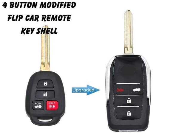 4 button Modified Flip Car Remote Key Shell