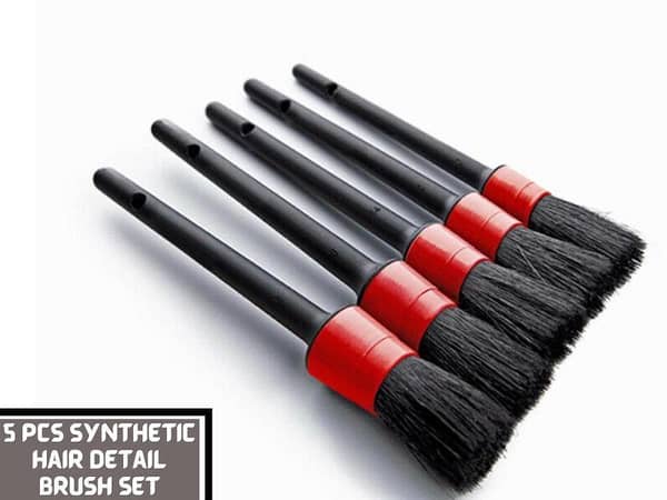 5-Piece Synthetic Hair Brush Set for Car Detailing and Cleaning