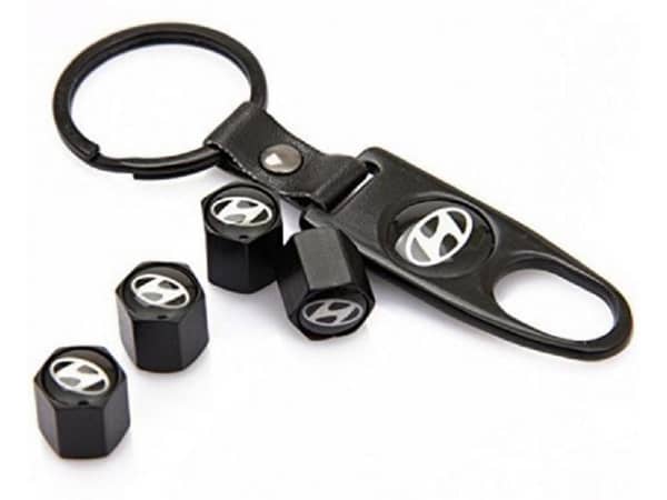 Hyundai Tire Valve Dust Caps with Keychain | Car Wheel Valve Caps