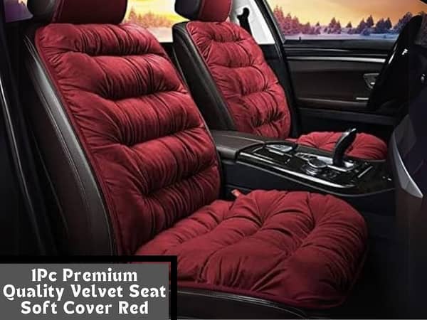 1Pc Car Seat Cover (Red) Velvet Car Safety Cushion Pure Cotton Luxury Universal Thick Universal