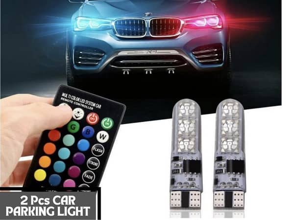 T10 W5W RGB LED Bulb 12SMD COB 194 168 Wedge License Plate Light Remote Control Car Interior Reading