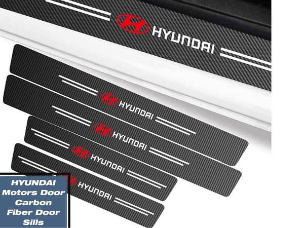 HYUNDAI Carbon Fiber Door Sill Protectors | Door Sill Cover Panel Stickers | HYUNDAI Door Sills