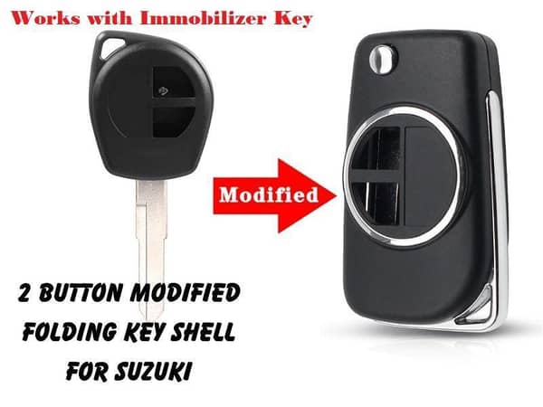 Folding Key Shell for SUZUKI Swift, Alto, Wagnor, New Cultus - 2 Button Replacement